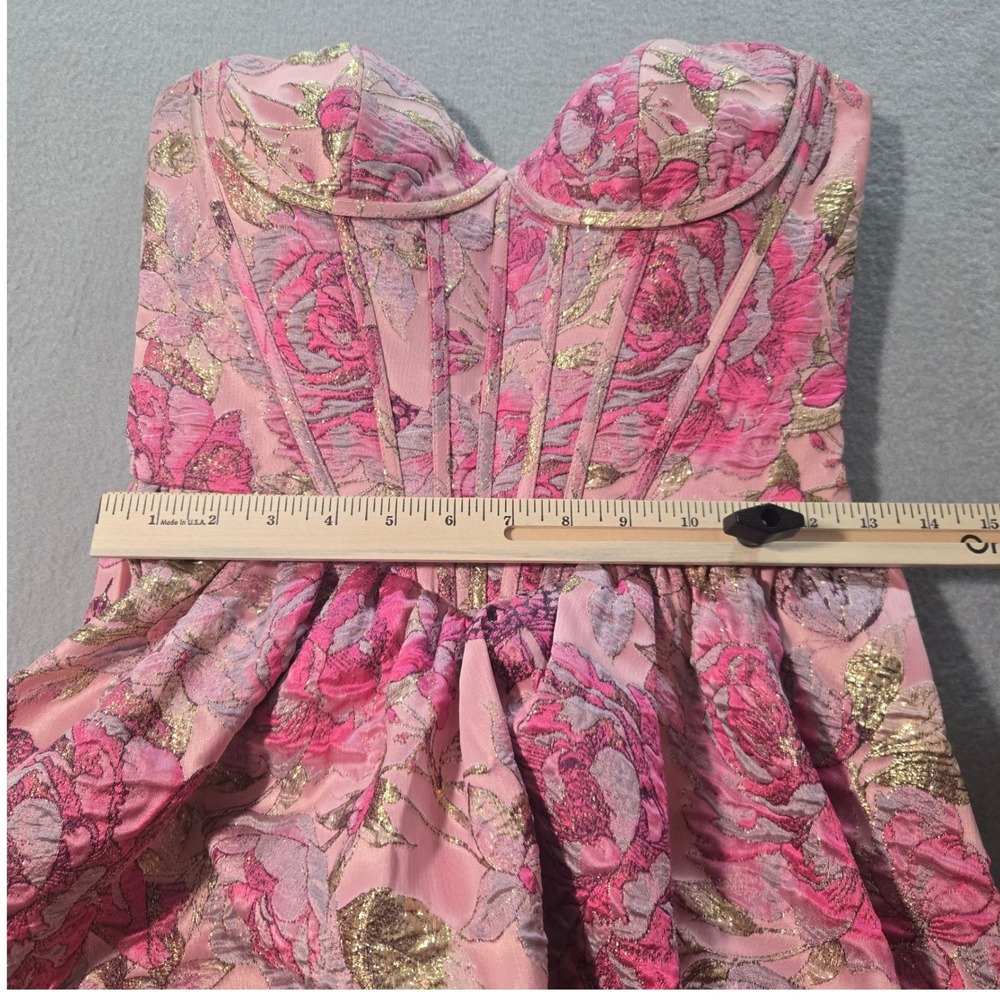 Sherri Hill Gown Womens 2‎ Pink Gold Floral Butterfly Brocade Corset Ball Gown - Picture 11 of 11